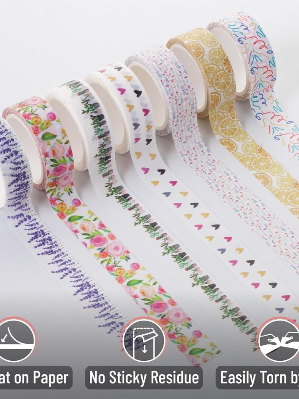 Washi Tape Set, 21 Rolls, Assorted Sizes, Floral - Picture 4 of 6